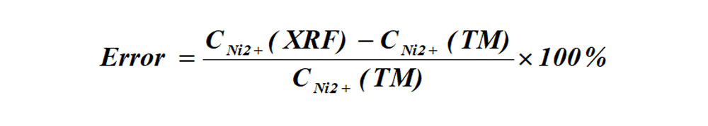 XRF仪器测定与滴定法测定误差的计算式