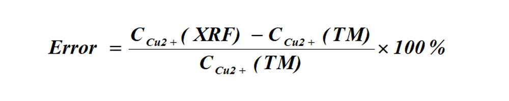 XRF仪器测定与滴定法测定误差的计算式